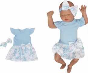 Z&amp;Z 2-dílná sada sukničkobody kr. rukáv s mašlí + čelenka - modrá