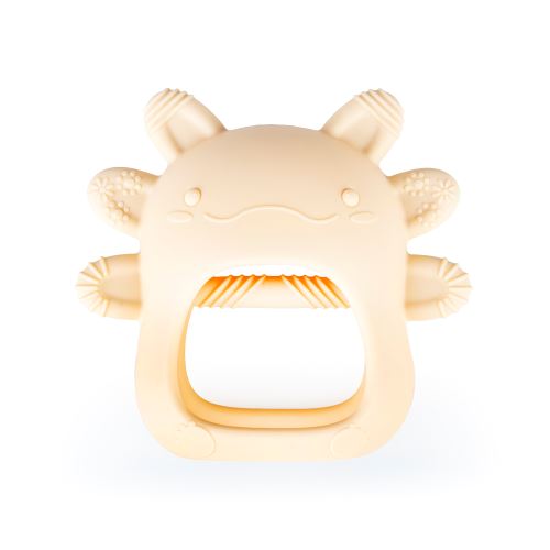 Silikonové kousátko Axolotl - béžové, 3m+