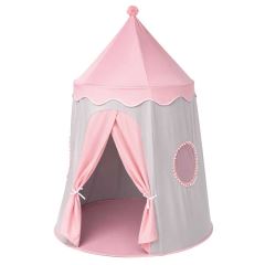 Dětský stan Zámek skládací šedo-růžový, tipi
