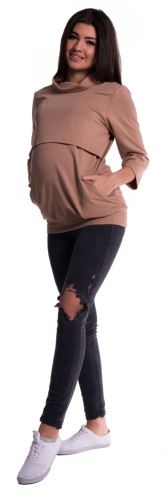 Be MaaMaa Těhotenské a kojící teplákové triko - béžové