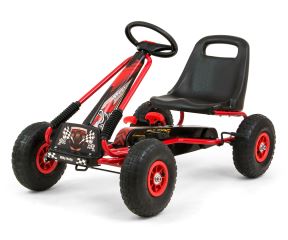 Dětská šlapací motokára THOR – nafukovací kola, brzda, 3–8 let, červená, černá