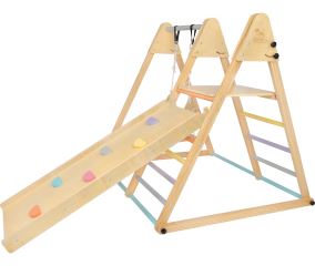 Dřevěná prolézačka s houpačkou a skluzavkou do pokoje, 2Kids Toys (1)