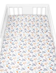 Povlečení do postýlky, 2D sada flanel - Louka, Baby Nellys, modrá/bílá