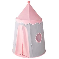 Dětský stan Zámek skládací šedo-růžový, tipi (2)