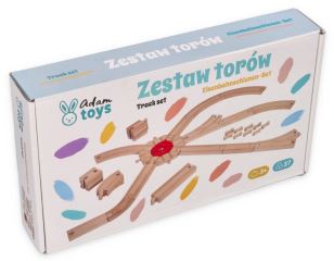 Dřevěná sada kolejnic, 37 dílů – Adam Toys (4)