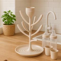 Odkapávač na lahve Tulip – skládací stojan na lahvičky a dudlíky, BPA FREE, béžový (3)