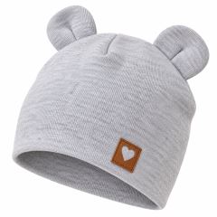 Z&amp;Z, Dvojitá bavlněná čepička s oušky, elastická, šedá