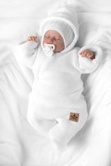 Zimní pletená kombinézka/overálek s kapucí Baby Nellys - bílá (1)