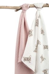 Mušelínové pleny krešované 60×75 cm Teddy Pink – sada 2 ks (1)