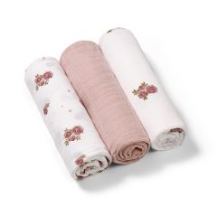 Mušelínové plenky BabyOno, Super Soft růžové, 100% bavlna, 3 ks x 70x70cm, Flowers