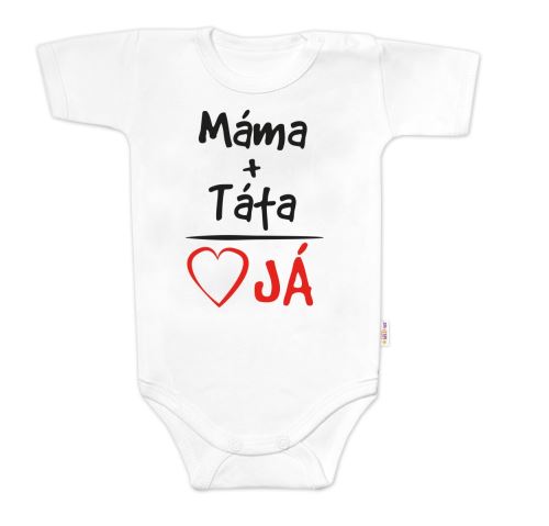 Body krátký rukáv s vtipným textem Baby Nellys, Máma+Táta, bílé (506155)