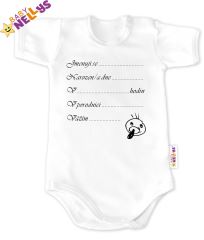 Body kr. rukáv  Baby Nellys®- bílé - Narodil/a jsem se...
