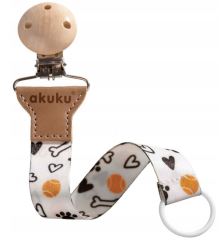 Řetízek na dudlík s klipem Akuku, Kostička, žlutá, bílá