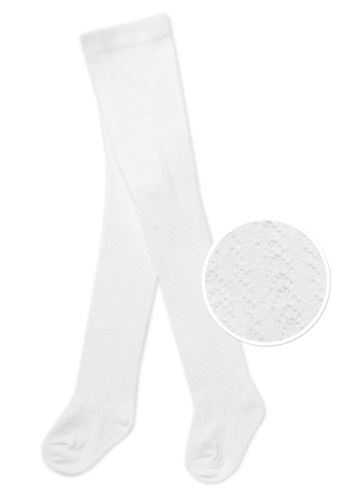 Dětské bavlněné punčocháče se vzorem, bílé, vel. 80/86 (1)