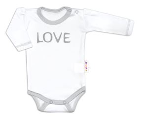 Baby Nellys Body dlouhý rukáv Love - bílé