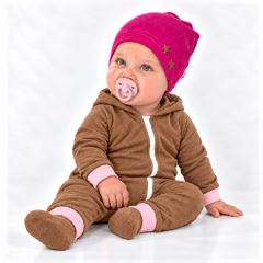 Baby Nellys Žebrovaná čepice Hvězdičky - malinová