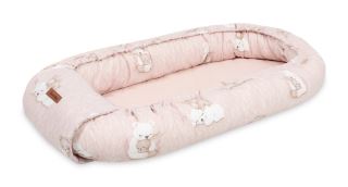 Hnízdečko, kokon pro miminko - bavlna, mušelín, růžové,  Bear, Rabbit (1)