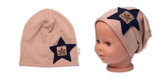 Dětská čepice bavlna, Baby Star, Baby Nellys, cappuccino (1)