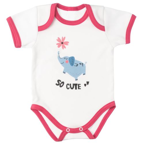 MBaby Bavlněné body s krátkým rukávem, Slůně So Cute, bílo/červené