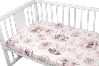 6-ti dílná výhod. sada s dárkem pro miminko Baby Nellys, 120x90 Zvířátka na mráčku, růžová