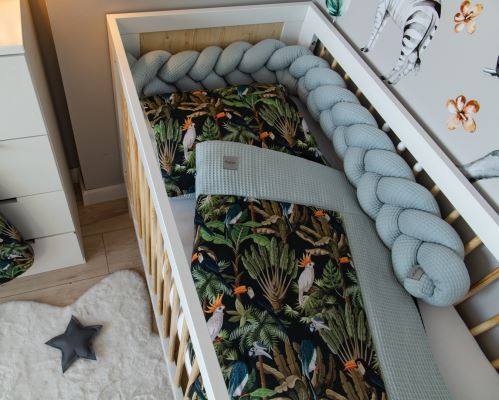 Baby Nellys 2-dílná sada do postýlky Vafel, bavlna LUX, Papoušek