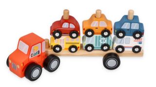 Dřevěný odtahový vůz s autíčky – Adam Toys