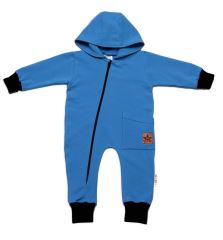 Teplákový overal s kapsičkou a kapucí BOY, Baby Nellys, modrý (1)