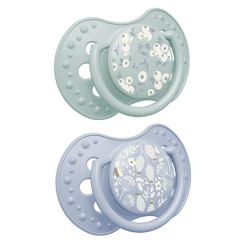 Dynamický dudlík 18m+, 2 ks, silikonový, symetrický, nenarušuje sací reflex, Blossom blue (1)