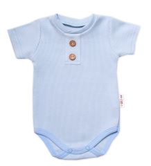 Baby Nellys Kojenecké žebrované body s knoflíčky kr. rukáv, Boy - sv. modré