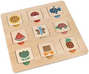 Dřevěná aktivní vkládačka/puzzle se vzory, přírodní (3)