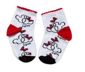 Baby Nellys Bavlněné ponožky Minnie Love - bílé