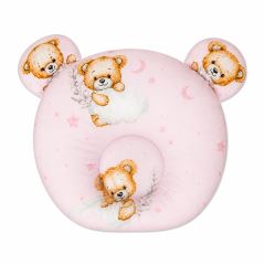 Bavlněný tvarovaný polštářek Sleepy Teddy, růžový