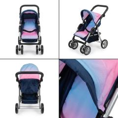 Kočárek pro panenky skládací Rainbow s otočnými kolečky (1)