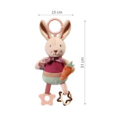 Závěsná senzorická hračka Rabbit Karo pro miminko – chrastítko, kousátko (2)