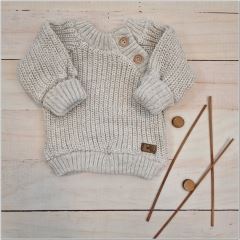 Pletený svetřík pro miminko s knoflíčky Lovely, prodloužené náplety, sv. šedý, 56/62 (2)