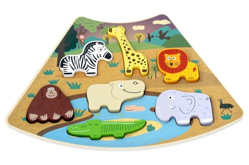 Dřevěné puzzle Safari propojitelné, 7 dílů