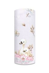 Tetrová plenka 70×80 cm Basic, 100% bavlna, Labuťe v růžové - 1ks