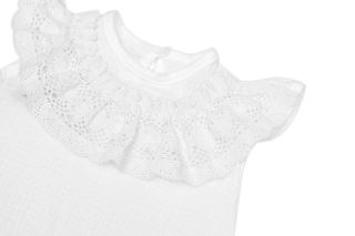 Body s nohavičkami, mušelín s krajkou BOHO - bílé (3)