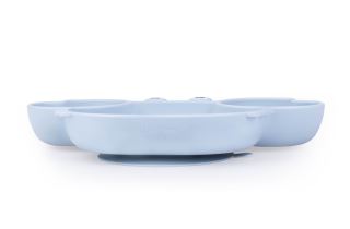 GILIGUMS Silikonový talíř Krabík s přísavkou – 3 přihrádky, 6m+, šedý (3)