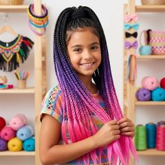 Copánky s gumičkou Crazy braids Pink 60cm (4)