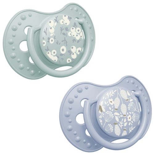 Dynamický dudlík 18m+, 2 ks, silikonový, symetrický, nenarušuje sací reflex, Blossom blue (1)