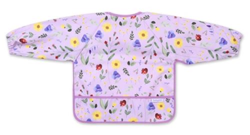 Zástěrka, bryndák nepromakavý s dlouhým rukávem a kapsíčkou BabyOno - Garden, lila