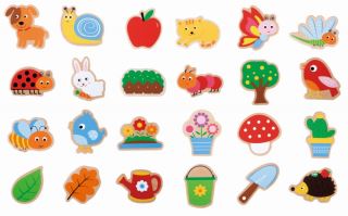 Dřevěné magnetky - Zahrádka