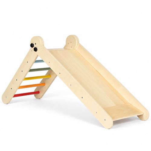 Dřevěná Montessori lezecká sestava pro děti žebřík s rampou