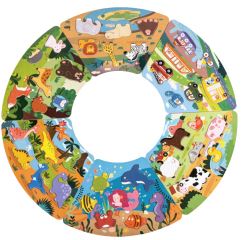 Dřevěné puzzle,  Kruh propojitelné 6 v 1, 42 dílků