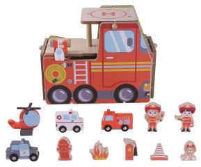 2Kids Toys Dřevěná stanice Hasiči 2 v 1 (4)