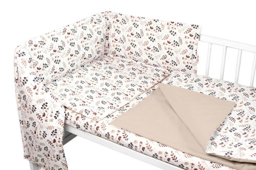 Mantinel s povlečením, 3dílná sada Louka, Baby Nellys, béžová/hnědá