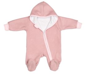 Pletený overal s kapucí, CUTE - pudrově růžový Pletený overal s kapucí, CUTE - pudrově růžový