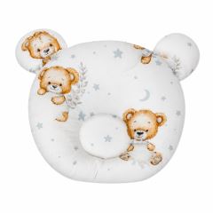 Bavlněný tvarovaný polštářek Sleepy Teddy, bílý