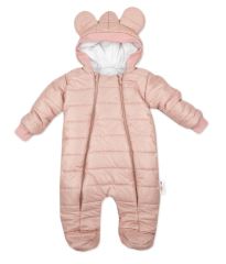 Zimní prošívaná kombinéza Lux s kapucí Ouško Baby Nellys, pudrová